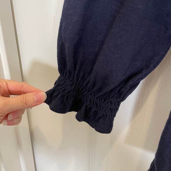 Joules British Clothing Kirstie Top Navy Blue Peasant Metallic Thread 6 - Picture 5 of 9